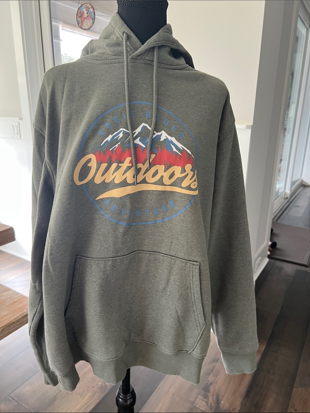 Eddie Bauer Outdoors Graphic Hoodie Sweatshirt - Olive Green